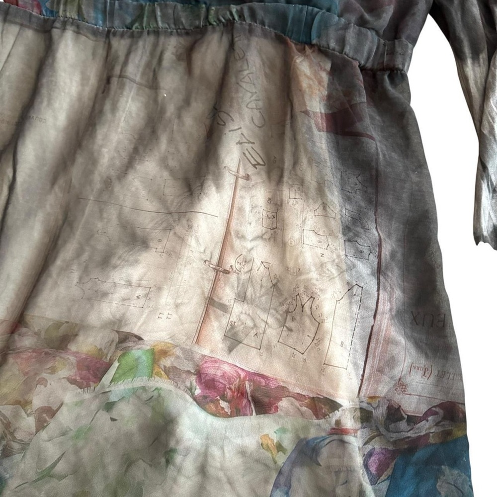 Y2K whimsygoth euro floral tie dye long sleeve baby doll dress Elisa cavaletti - Picture 7 of 8